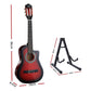 Alpha 34" Inch Guitar Classical Acoustic Cutaway Wooden Ideal Kids Gift Children 1/2 Size Red with Capo Tuner