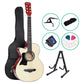 ALPHA 38 Inch Wooden Acoustic Guitar Left handed with Accessories set Natural Wood