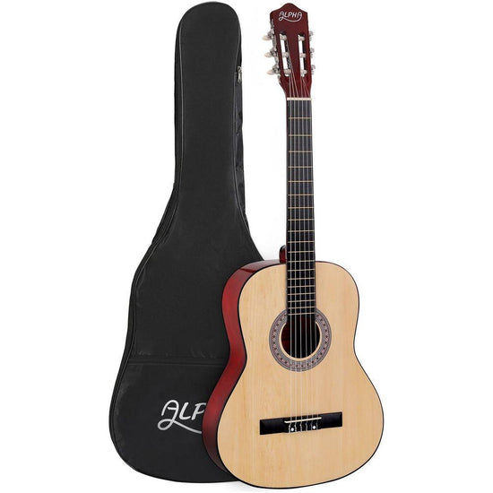 Alpha 39 Inch Classical Guitar Wooden Body Nylon String Beginner Gift Natural