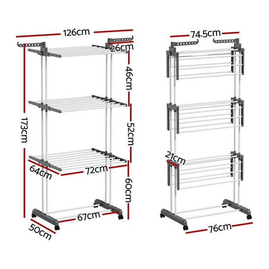 Artiss Clothes Drying Rack 173cm Coat Aier Hanger Foldable