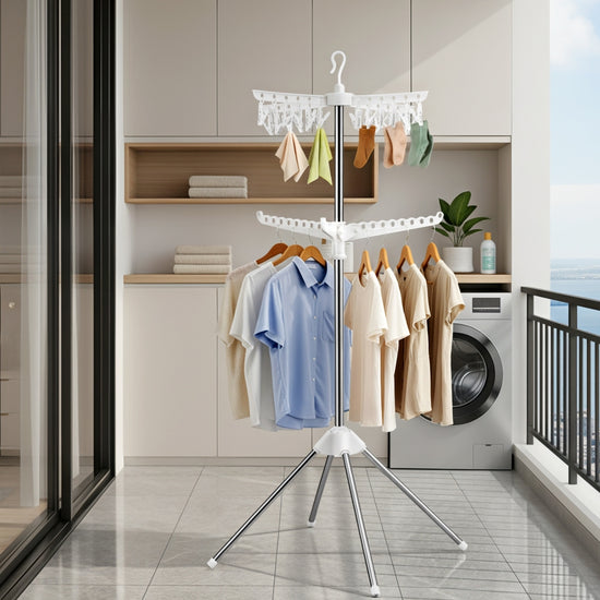 Artiss Clothes Rack Airer 2 Tier Rotatable Hanger Foldable