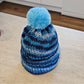 Cozy Blue Beanie with Pom Pom - Handmade Knit Winter Hat- Children Hat