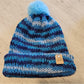 Cozy Blue Beanie with Pom Pom - Handmade Knit Winter Hat- Children Hat