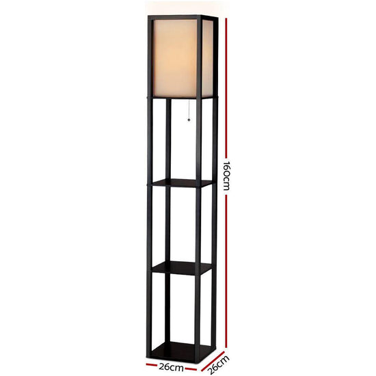 Artiss Floor Lamp 3 Tier Shelf Shelf Storage LED Light Stand Home Room Vintage Black