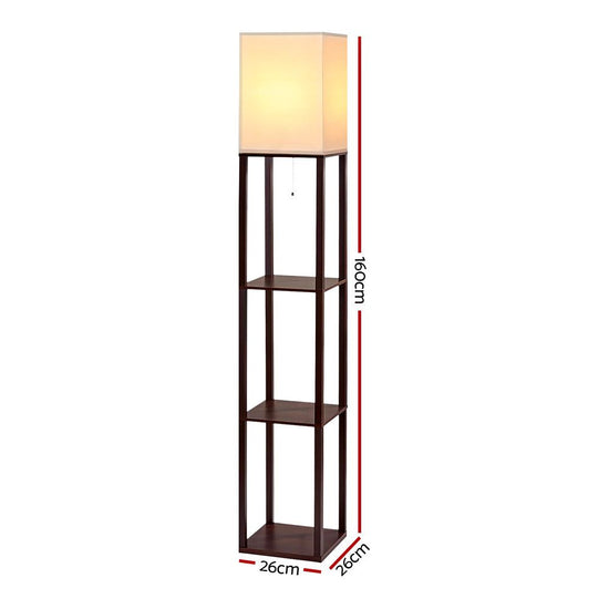 Artiss Floor Lamp 3 Tier Shelf Storage LED Light Stand Home Room Vintage White