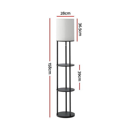 Artiss Floor Lamp 3 Tier Shelf Storage LED Light Stand Home Room Vintage Round