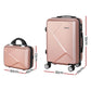 Wanderlite 2pc Luggage 12" 20" Trolley Travel Suitcase Storage Carry On TSA Lock Rose Gold