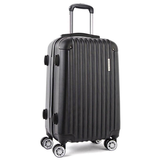 Wanderlite 28" 75cm Luggage Trolley Travel Set Suitcase Carry On Hard Case TSA Lock Lightweight Black