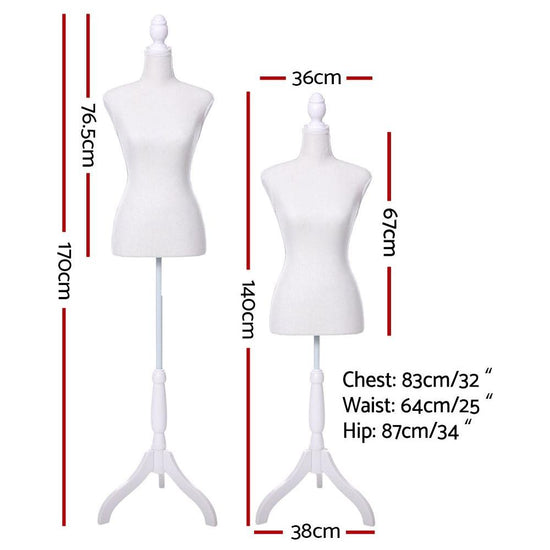 Female Mannequin 170cm Model Dressmaker Clothes Display Torso Tailor Wedding White