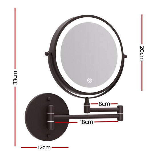 Embellir Extendable Makeup Mirror 10X Magnifying Double-Sided Bathroom Brown