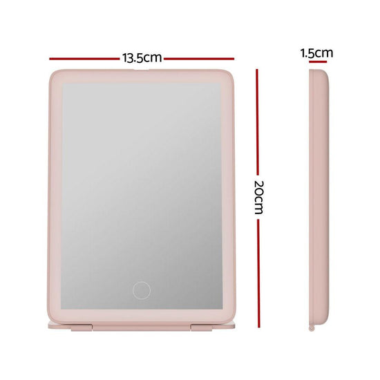 Embellir Compact Makeup Mirror w/ LED Light Portable Foldable Travel Beauty Pink