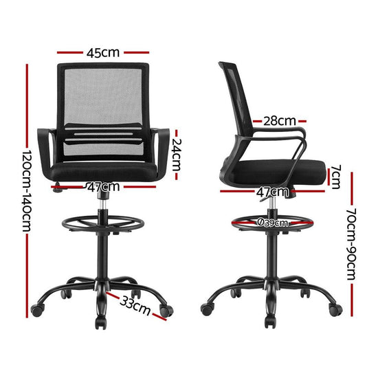 Artiss Office Chair Drafting Chairs Stool Computer Desk Studios Mesh Black