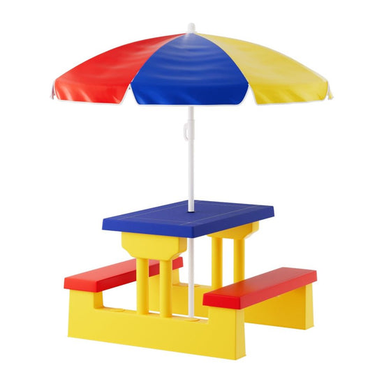 Keezi Kids Outdoor Table and Chairs Set Picnic Bench Umbrella Children Indoor