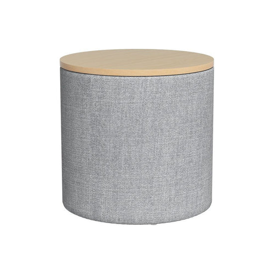 Artiss Storage Ottoman Blanket Box 40cm Linen Round Grey