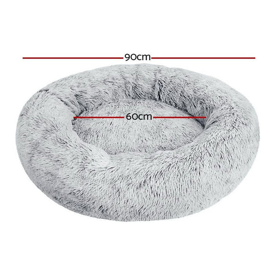 i.Pet Pet Bed Dog Cat 90cm Large Calming Soft Plush Light Charcoal