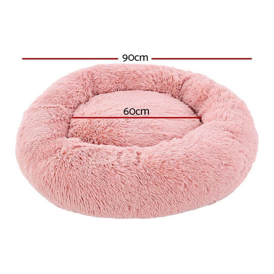 i.Pet Pet Bed Dog Cat 90cm Large Calming Soft Plush Pink