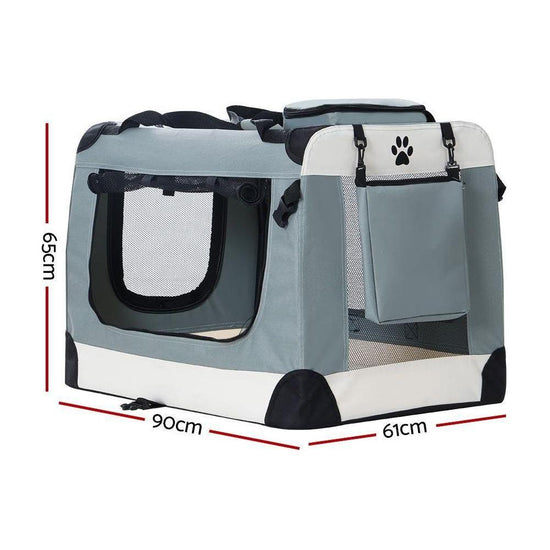 i.Pet Pet Carrier Soft Crate Dog Cat Travel 90x61CM Portable Foldable Car 2XL