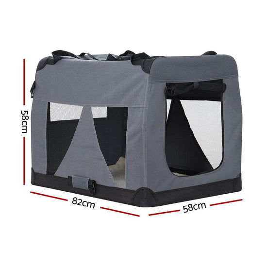 i.Pet Pet Carrier Soft Crate Dog Cat Travel 82x58CM Portable Foldable Car XL