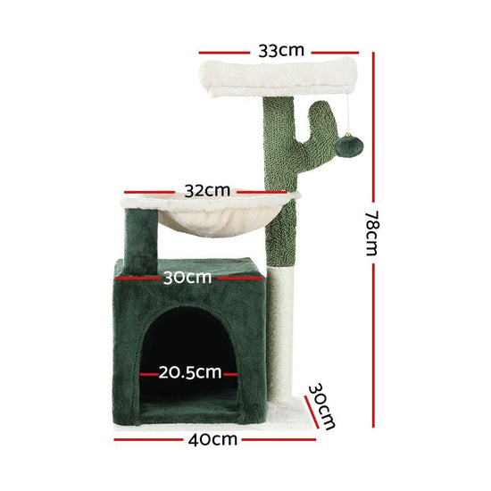 i.Pet Cat Tree 78cm Scratching Post Tower Scratcher Wood Condo House Bed Toys Green