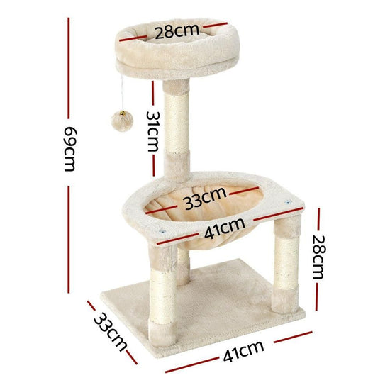 i.Pet Cat Tree 69cm Scratching Post Tower Scratcher Wood Condo Toys House Bed