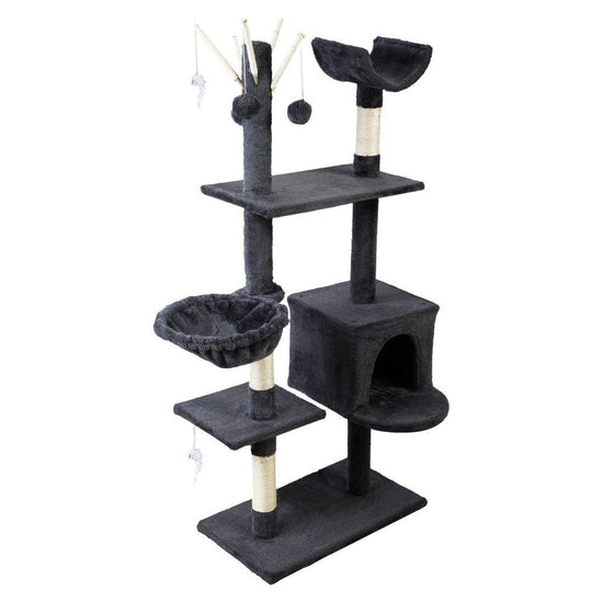 i.Pet Cat Tree 140cm Tower Scratching Post Scratcher Trees Toys Condo Bed Grey