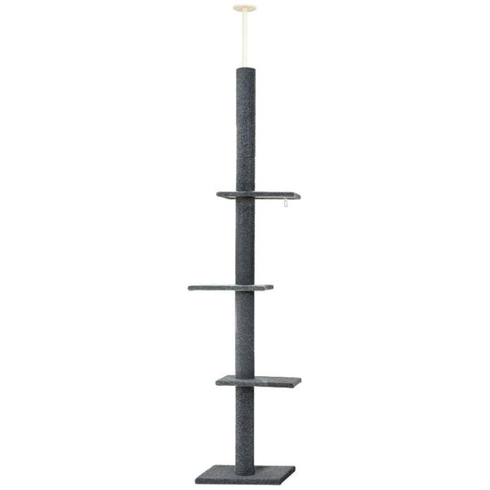 i.Pet Cat Tree 290cm Tower Scratching Post Scratcher Floor to Ceiling Cats Bed Grey