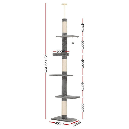 i.Pet Cat Tree 290cm Tower Scratching Post Scratcher Floor to Ceiling Cats Bed