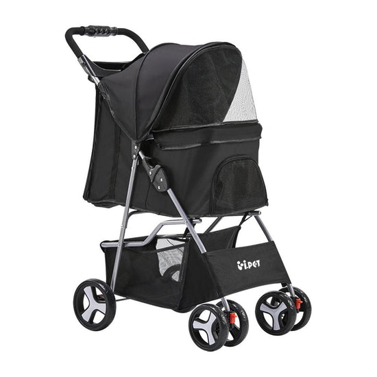 i.Pet 4 Wheel Pet Stroller - Black