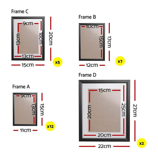 Artiss Photo Frames Art Holder 26PCS 8x10" 5x7" 4x6" 3.5x5" Black