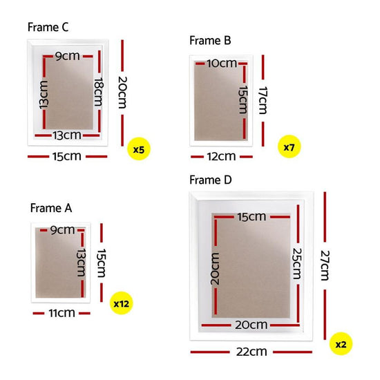 Artiss Photo Frames Art Holder 26PCS 8x10" 5x7" 4x6" 3.5x5" White