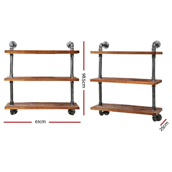 Artiss Floating DIY Pipe Shelf 3 Tiers - IRMA