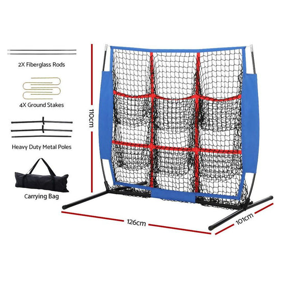 Everfit Soccer Net Baseball Pitching Football Goal Training Aid 9 Target Zone