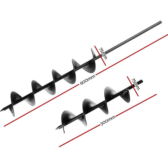 Giantz Power Garden Spiral Auger Hole Digger Earth Drill Bit Φ75x300 & 600mm