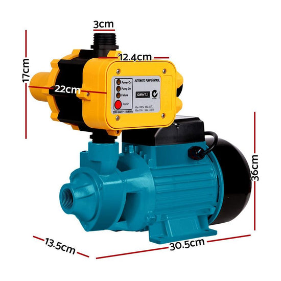 Giantz Peripheral Water Pump Garden Boiler Car Wash Auto Irrigation QB80 Yellow