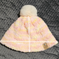 Cozy Soft Pink/White/Yellow Beanie with Removable Pom Pom - Handmade Knit Winter Hat- Child&