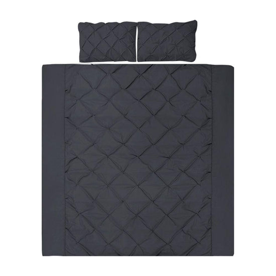 Giselle Bedding Quilt Cover Set Diamond Pinch Black Queen