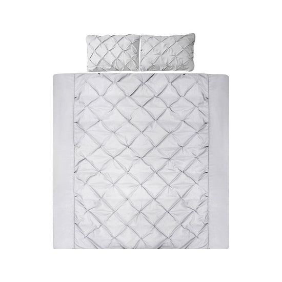 Giselle Bedding Quilt Cover Set Diamond Pinch Grey Queen
