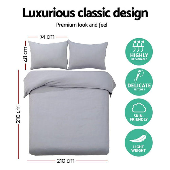 Giselle Bedding Quilt Cover Set Classic Grey Queen