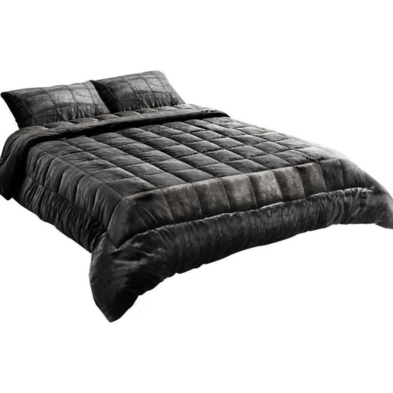 Giselle Bedding Faux Mink Quilt Charcoal Double