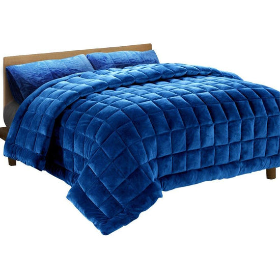 Giselle Bedding Faux Mink Quilt Blue Queen