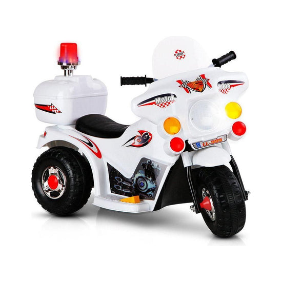 Rigo Kids Electric Ride On Police Motorcycle Motorbike 6V Battery White