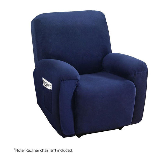 Artiss Recliner Chair Covers 1 Seater Velvet Navy