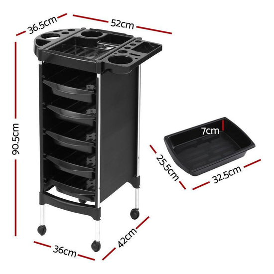 Embellir Salon Trolley Cart Spa Beauty Rolling Tray Hairdressing Storage 6 Tiers