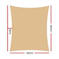 Instahut Shade Sail 2.5x3m Rectangle 280GSM 98% Sand Shade Cloth