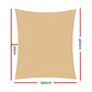 Instahut Shade Sail 3x4m Rectangle 280GSM 98% Sand Shade Cloth