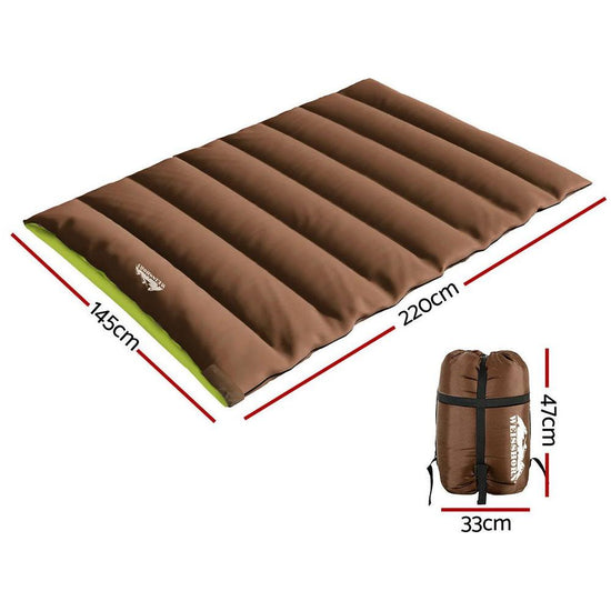 Weisshorn Sleeping Bag Double Bags Thermal Camping Hiking Tent Brown -5°C