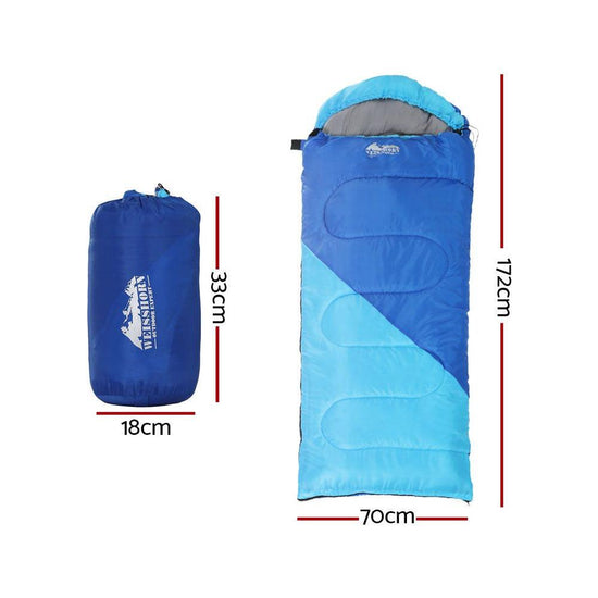 Weisshorn Sleeping Bag Kids Single 172cm Thermal Camping Hiking Blue