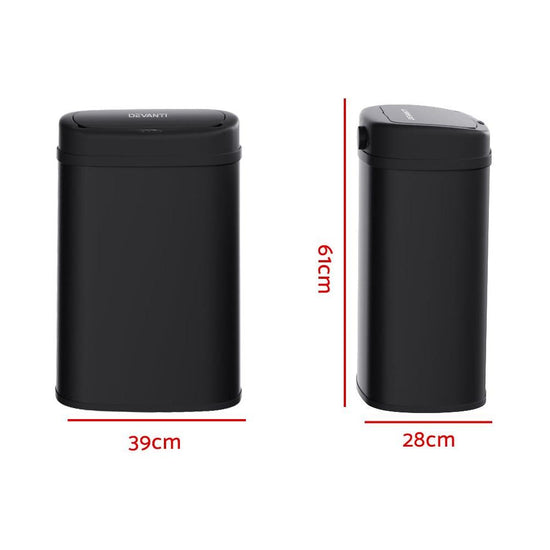 Devanti 50L Sensor Bin Motion Rubbish Automatic Black