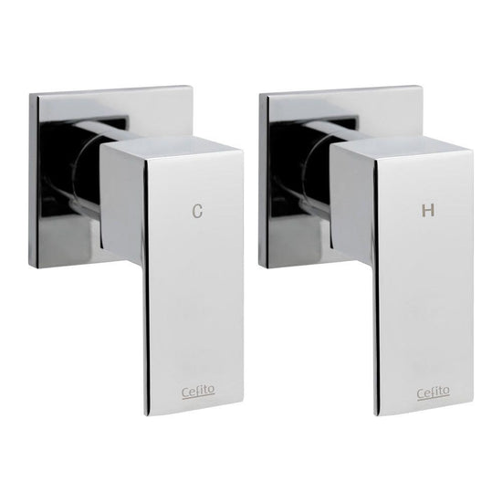 Cefito Shower Twins Tap Wall Bath Taps Brass Hot Cold Basin Bathroom Chrome