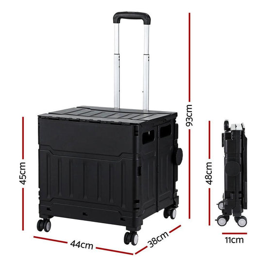 Emajin Shopping Trolley Cart 75L Foldable Black